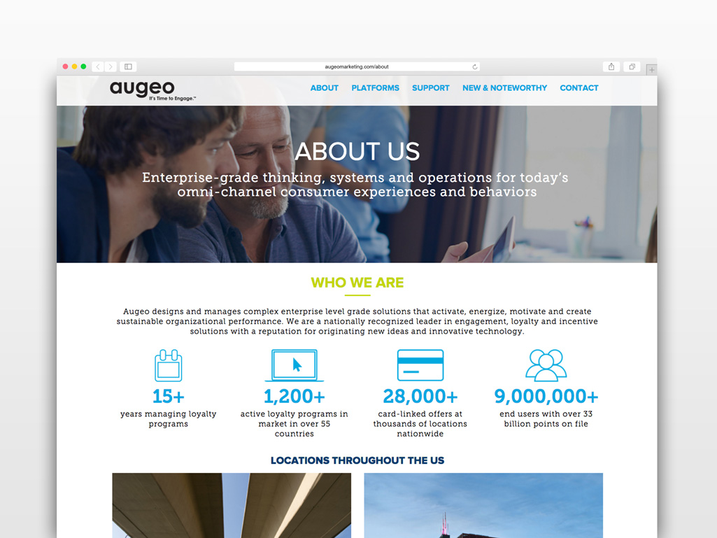 Augeo Marketing home page screenshot